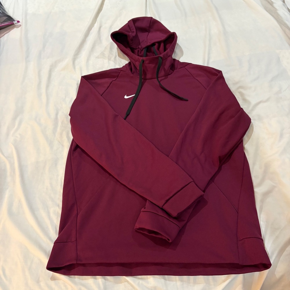 Nike Therma-FIT Mens Hoodie Burgundy Maroon Pullover Sweatshirt Medium